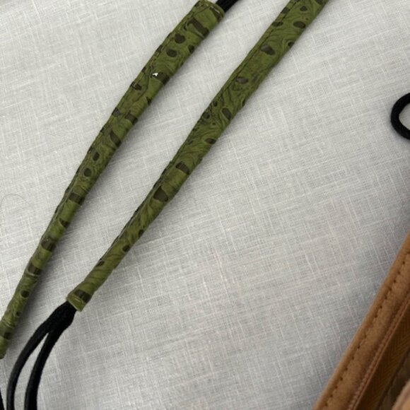 Clutch Purse Green Faux Croc Design/Beige Suede - Picture 4 of 5